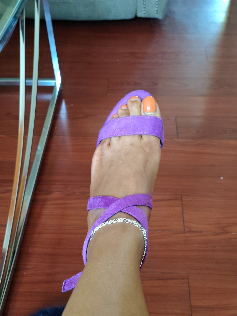Trary Purple Suede Wrap-Heel Sandal with Ankle Tie